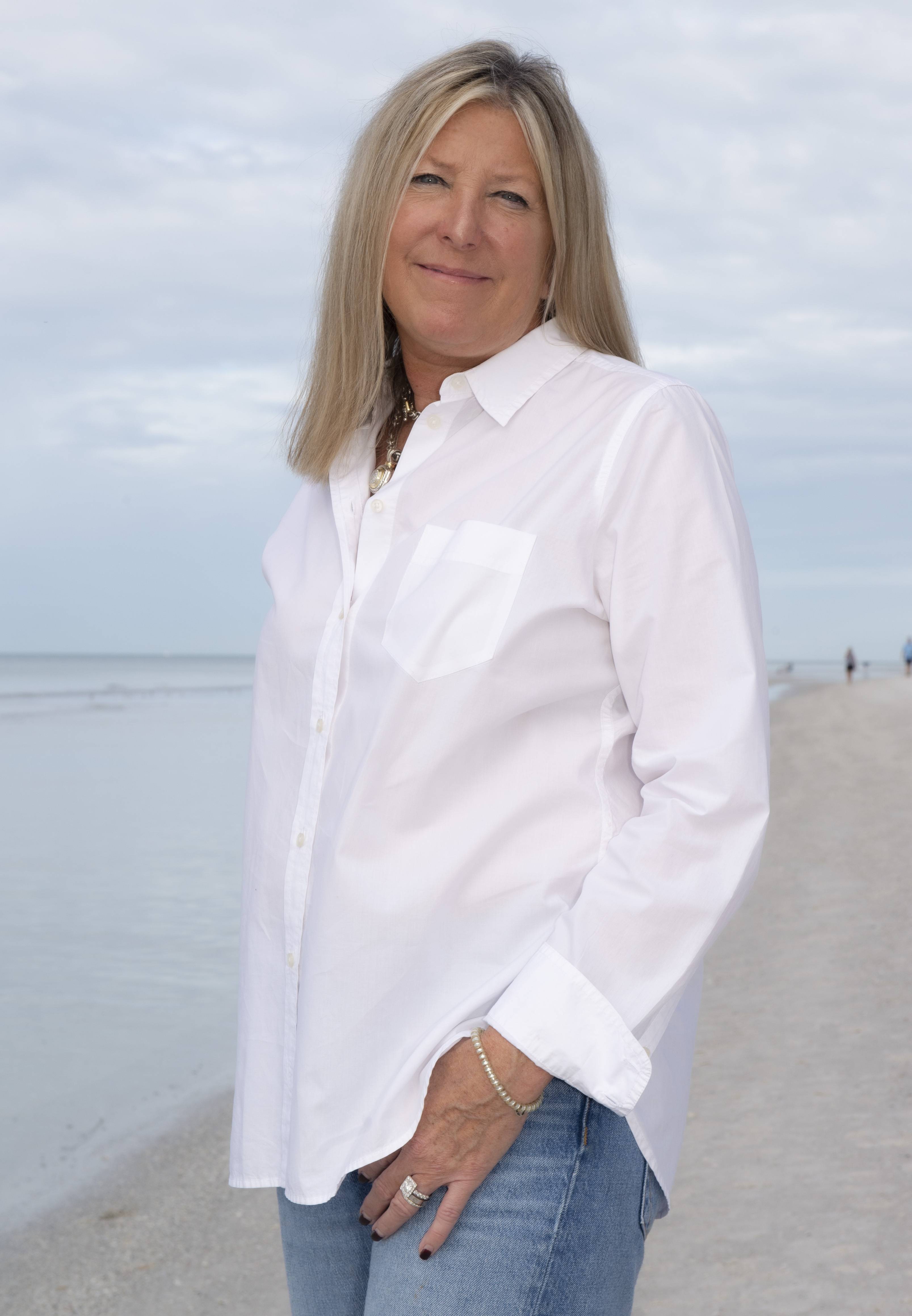 Suzy Korinek on the beach